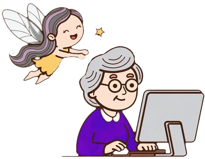 Cours informatique pour seniors et débutants en Haute-Savoie à Feigères 74. Logo de la fée de l'informatique.